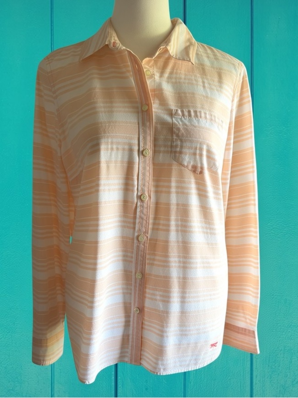 Talbots Light Peach Striped Button-Down Shirt - Women's